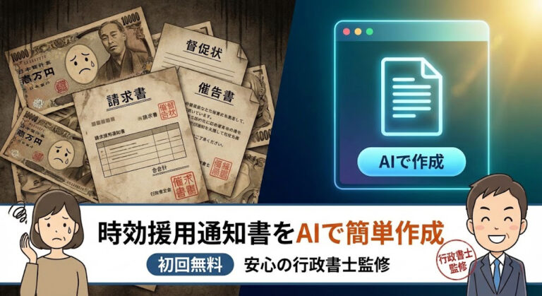 借金の時効援用通知書をAIが自動作成｜初回無料・行政書士監修で安心