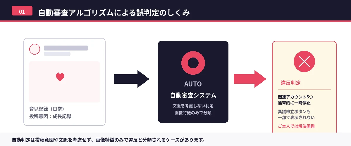 自動審査アルゴリズムによる誤判定のしくみ
