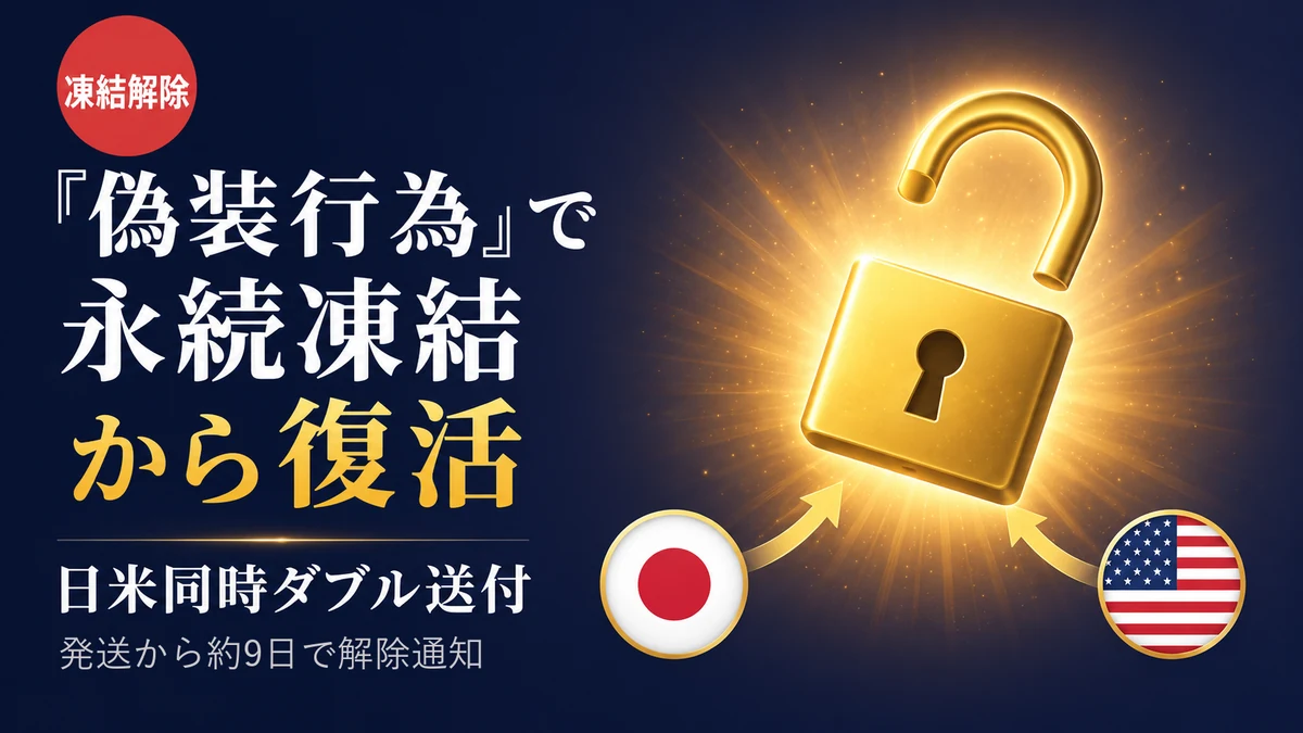 X（旧Twitter）『偽装行為』ルール違反で永続凍結され、日米同時ダブル送付から約9日で解除通知が届いた成功事例