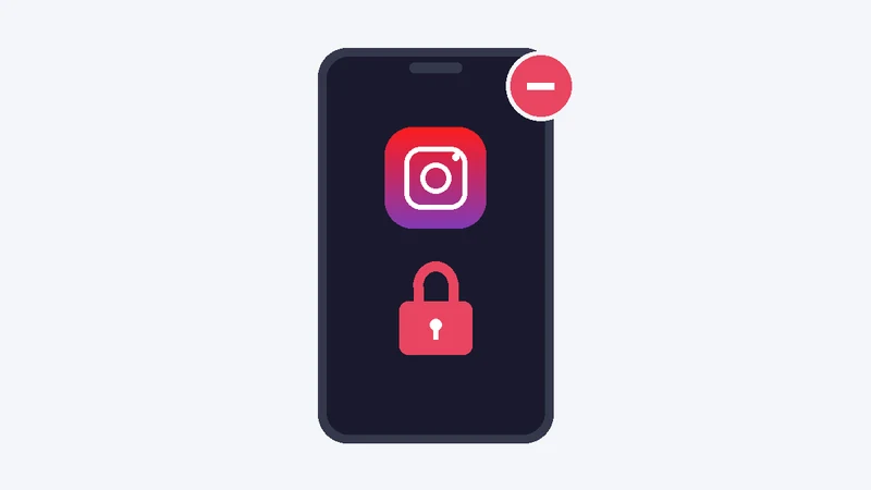保護者が管理するInstagramアカウントが停止されたことを表すイラスト
