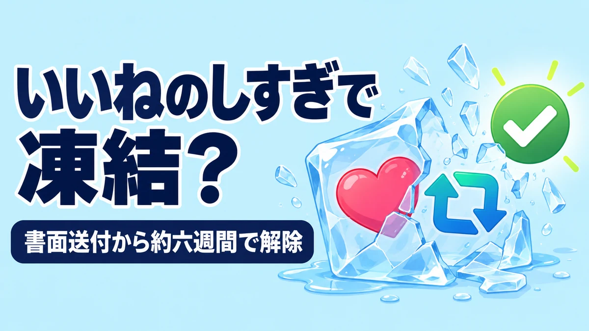 いいねやリポストを重ねたことが心当たりのX（旧Twitter）の凍結が、日米のX社への書面送付から約6週間で解除された事例