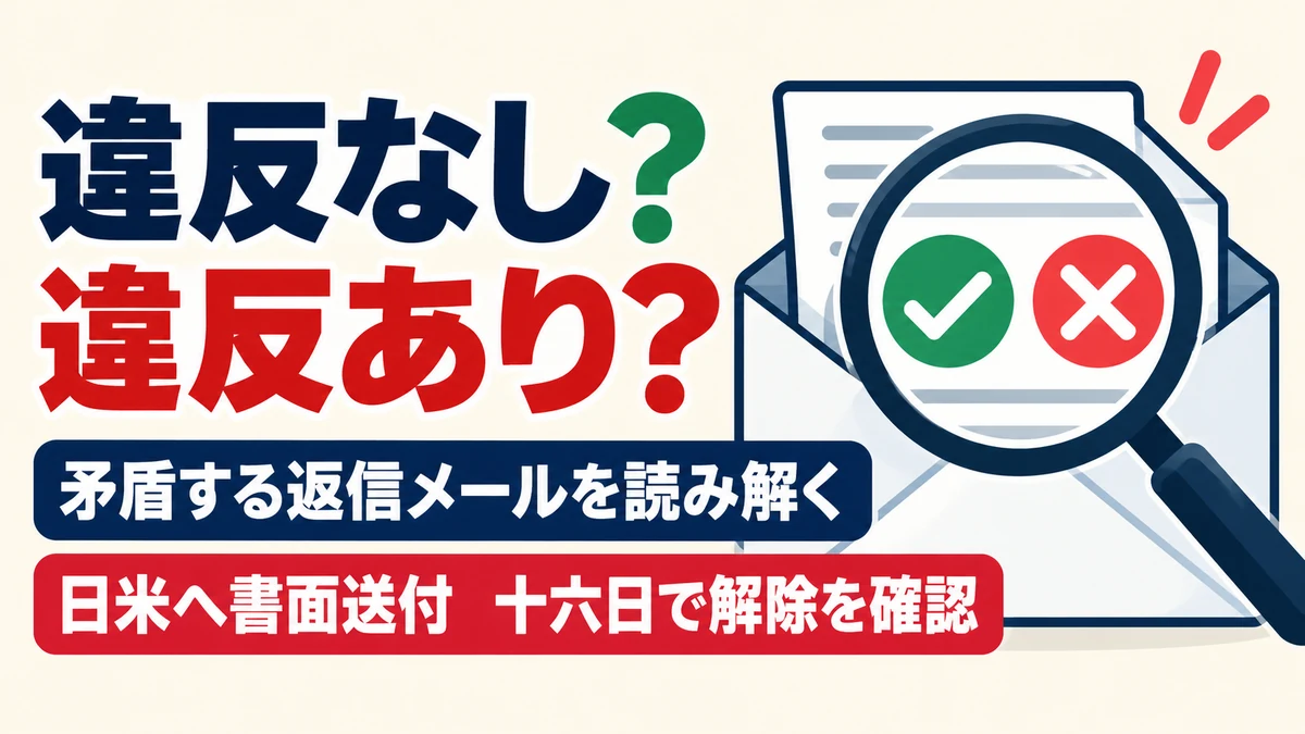 X（旧Twitter）の凍結で届いた、違反なしと違反ありが並ぶ矛盾した返信メールを読み解き、日米のX社へ書面を送付して解除を確認した事例