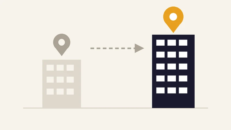 本社の住所が移転したことを示すイメージ